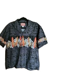 Vintage RJC Hawaiian Aloha Shirt Mens Cotton Made in Hawaii Surfboards Size XL